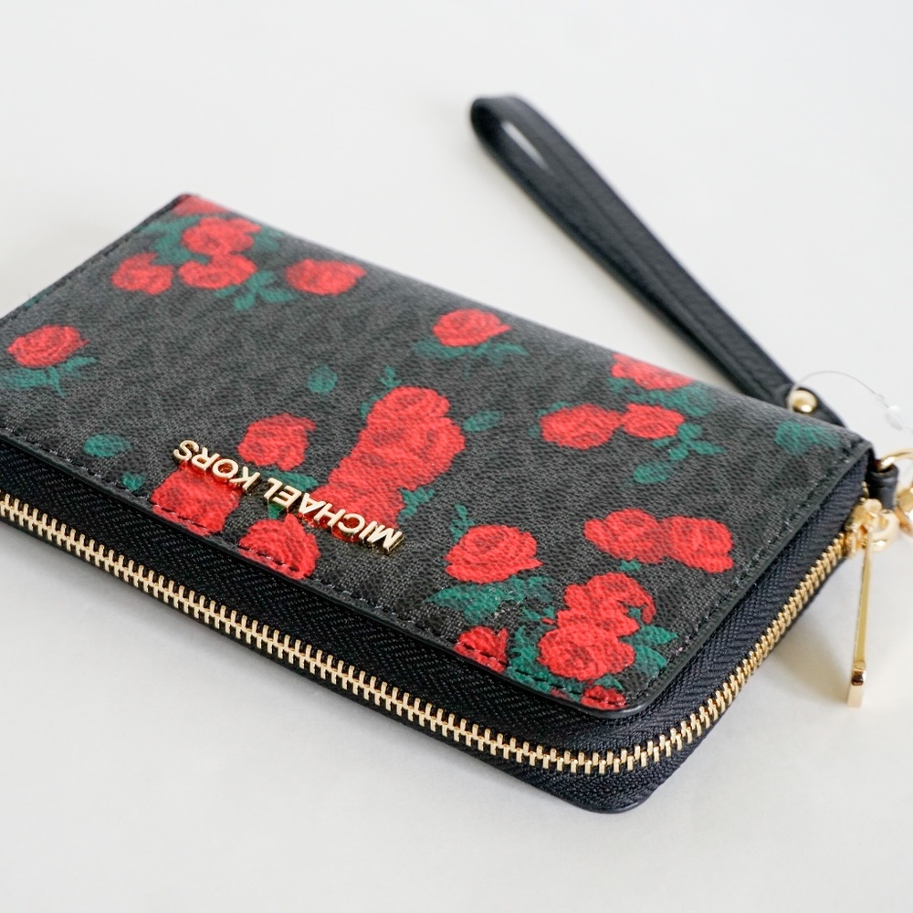 Michael Kors Jet Set LG Phone Wristlet Black Red - Picture 4 of 7
